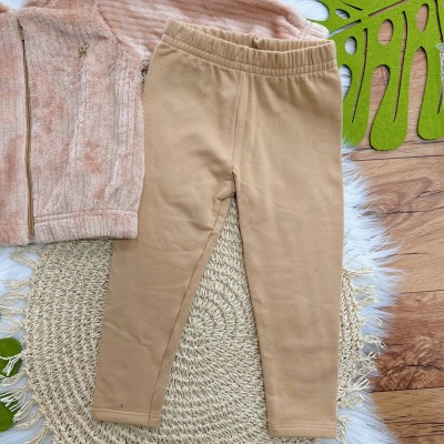  Conj. Jaqueta de Pelinho com Laço e Calça Legging - Areia